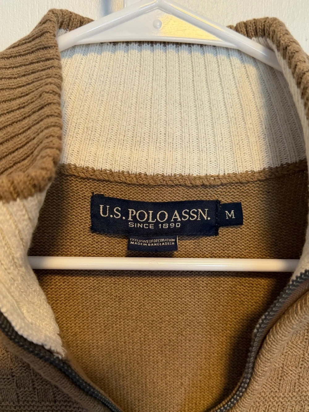 U.S. Polo Assn. Men's Tan Half-Zip Sweater